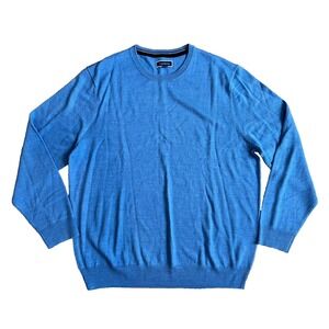 Club Room Merino Wool Blend Sweater Mens XL Solid Crew Neck Blue MSRP $75‎